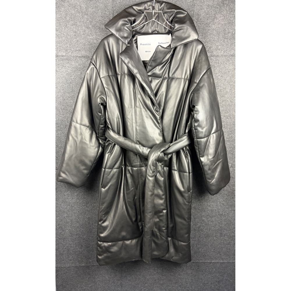 Proenza Schouler White Label Faux Leather Puffer Coat Black XS WL214-1042-LR207